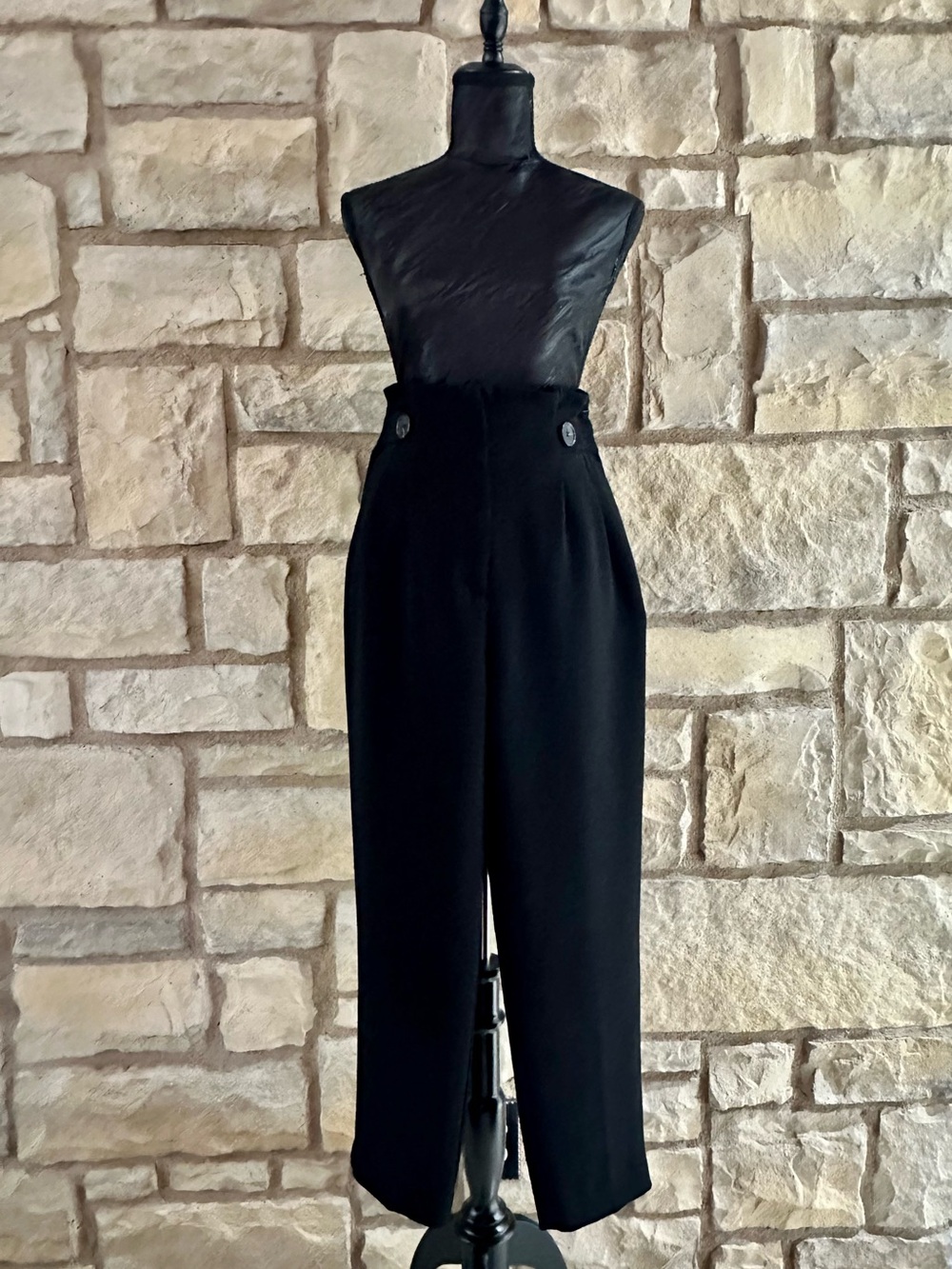 H&M Black High-Rise Wide-Leg Trousers
